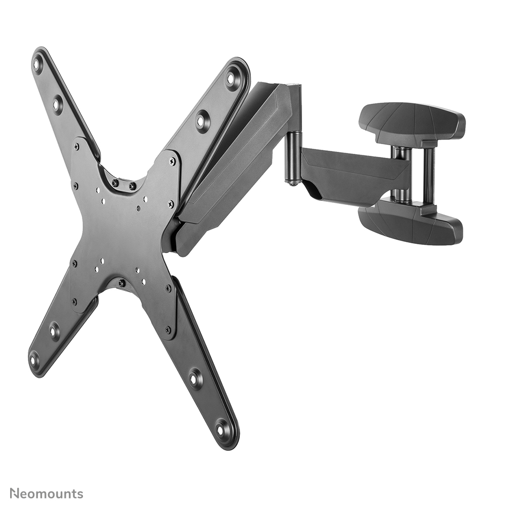 A dark gray TV wall mount, metal construction, with multiple arms and adjustment points, positioned against a white background.