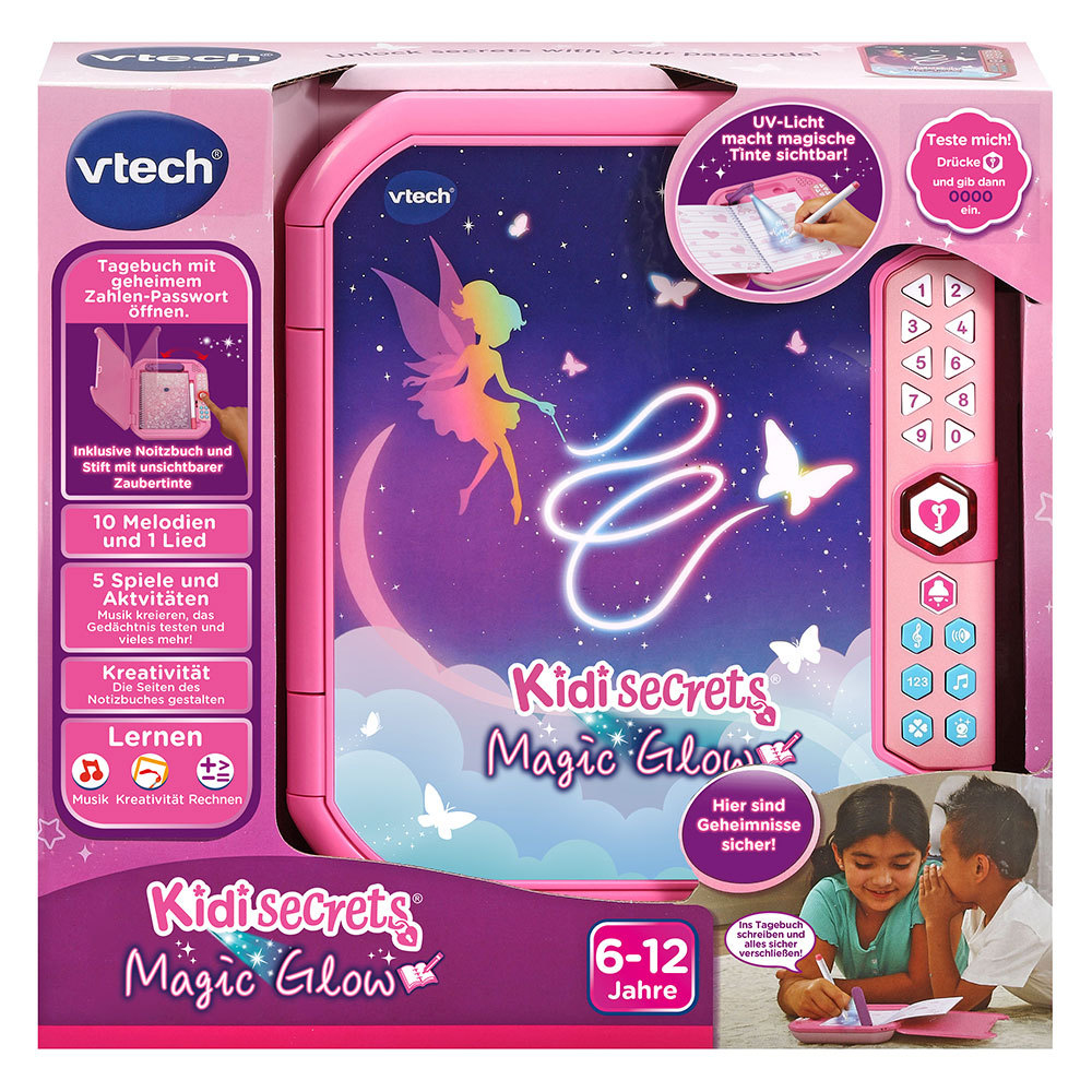 Rosa VTech Kidi Secrets Tagebuch. Mit Feenkunst, Ziffernblock und schreibenden Kindern. Enthält unsichtbare Tinte.