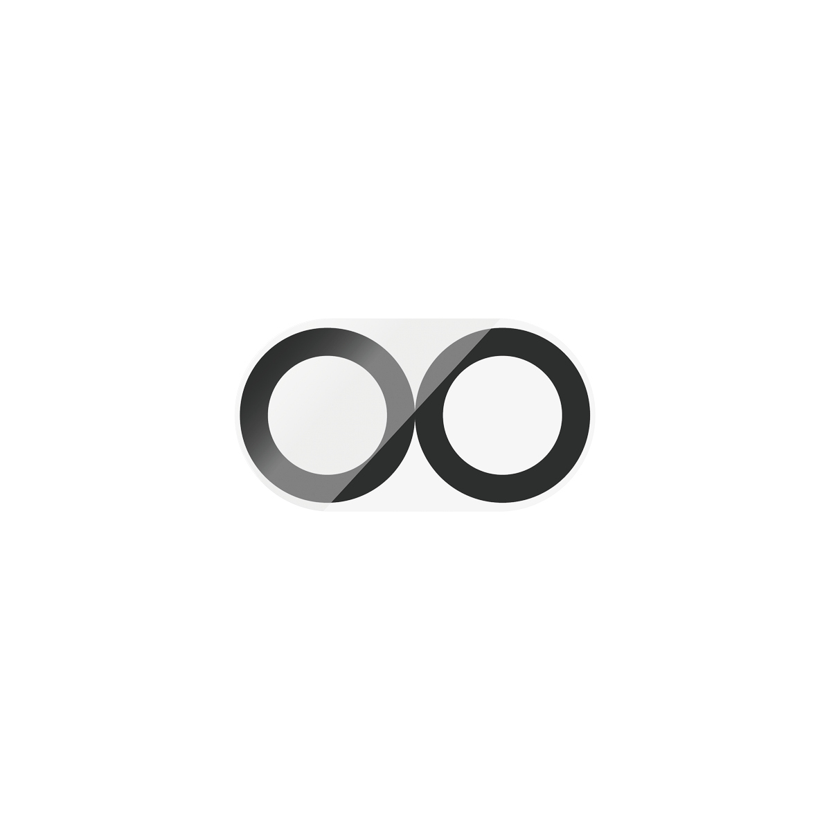 Un simbolo dell'infinito, composto da due cerchi sovrapposti. I cerchi hanno bordi neri, centri bianchi, su sfondo bianco.