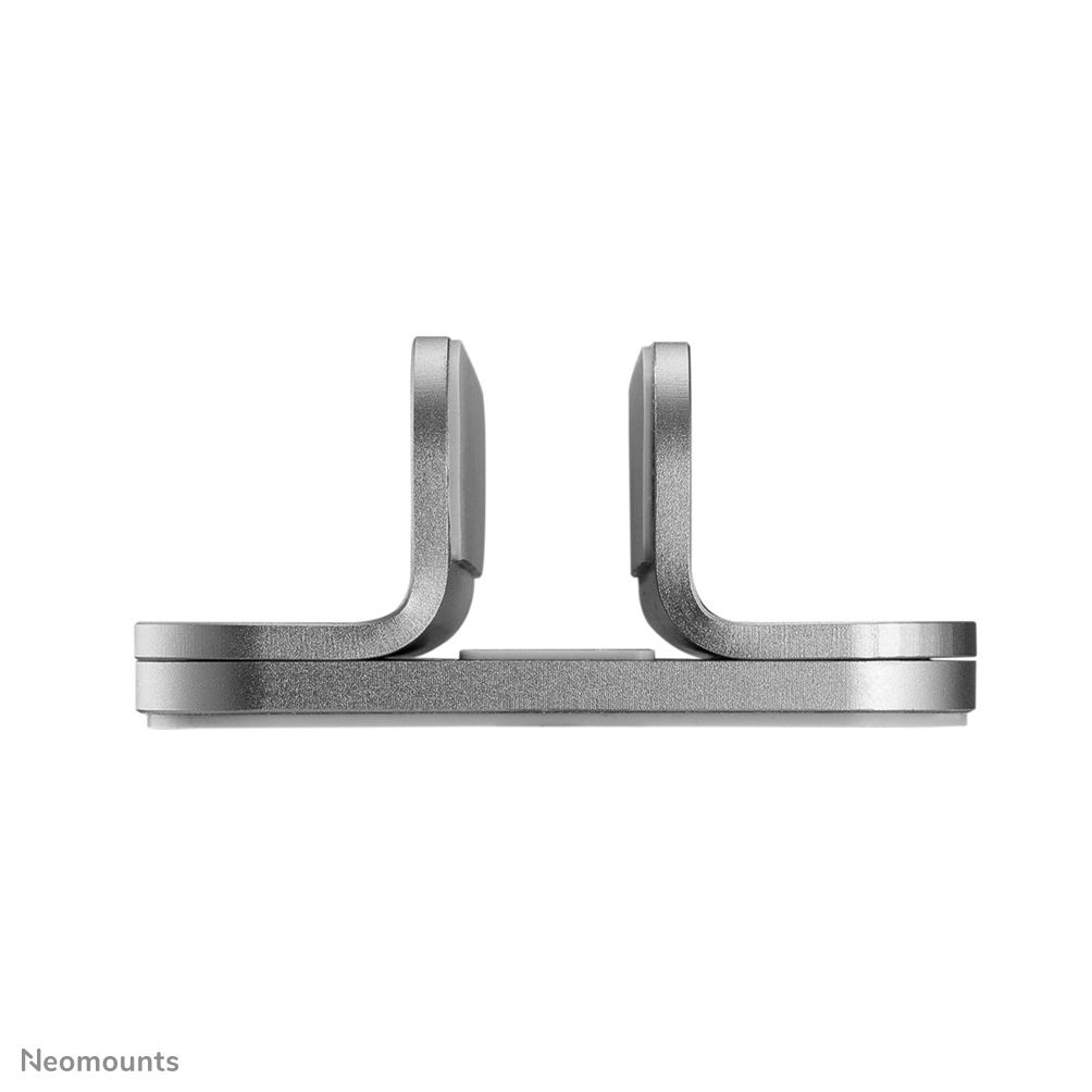 A silver, metallic device with two vertical supports connected to a horizontal base. The background is white.