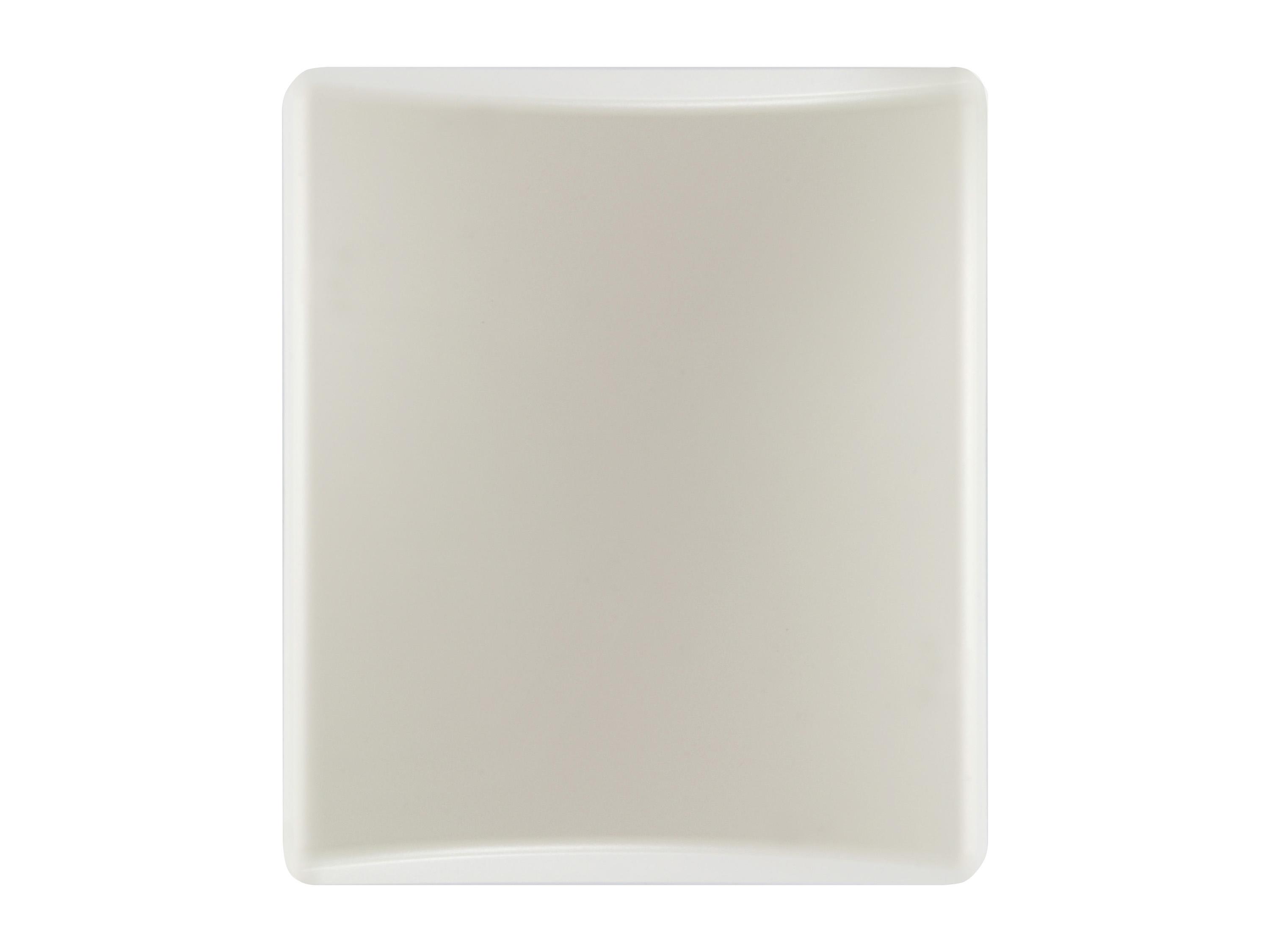 Prostokątny, jasnobeżowy obiekt z zaokrąglonymi rogami, wyśrodkowany na białym tle.