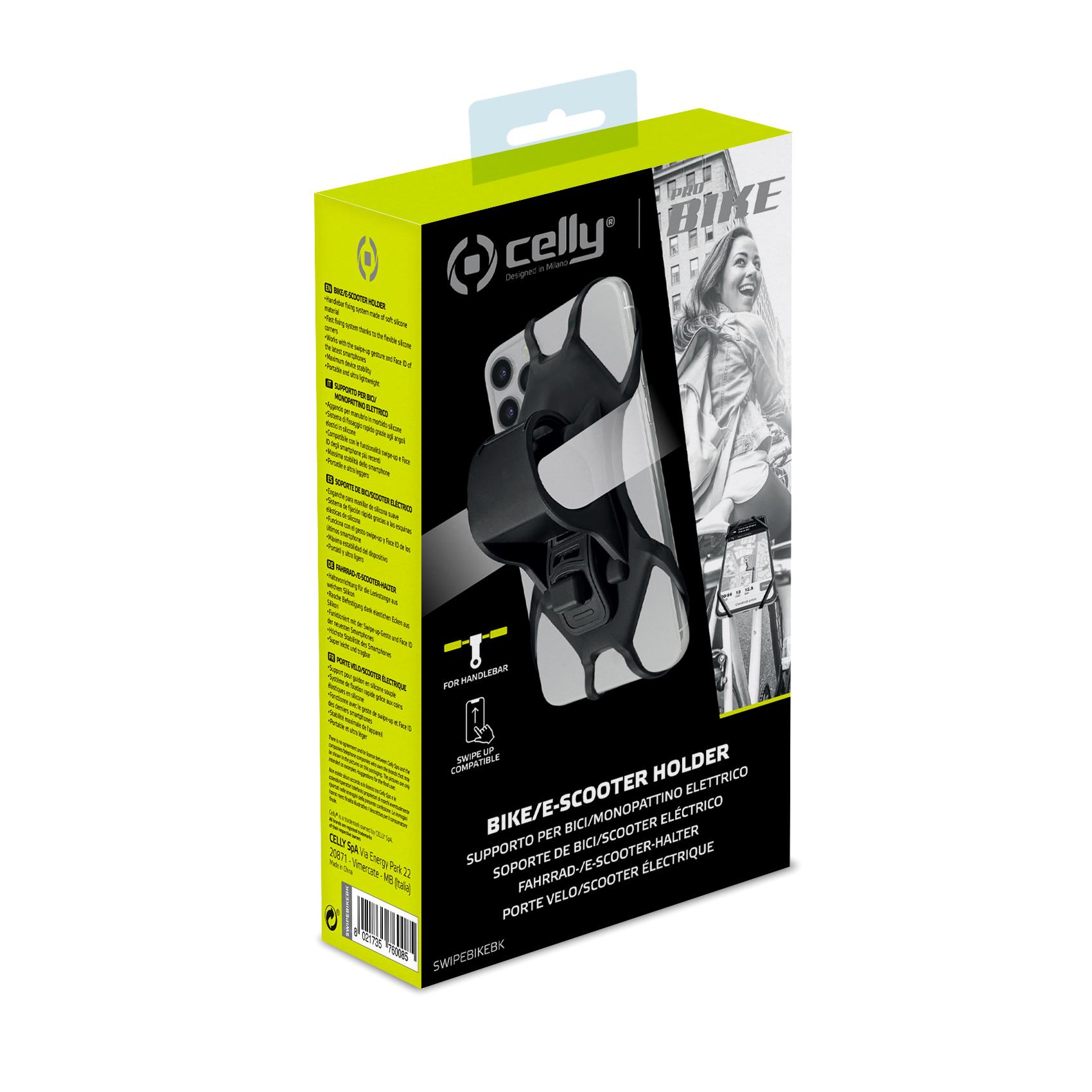 Ein Karton für einen Fahrrad-/E-Scooter-Halter. Es hat einen Telefonhalter auf der Vorderseite.