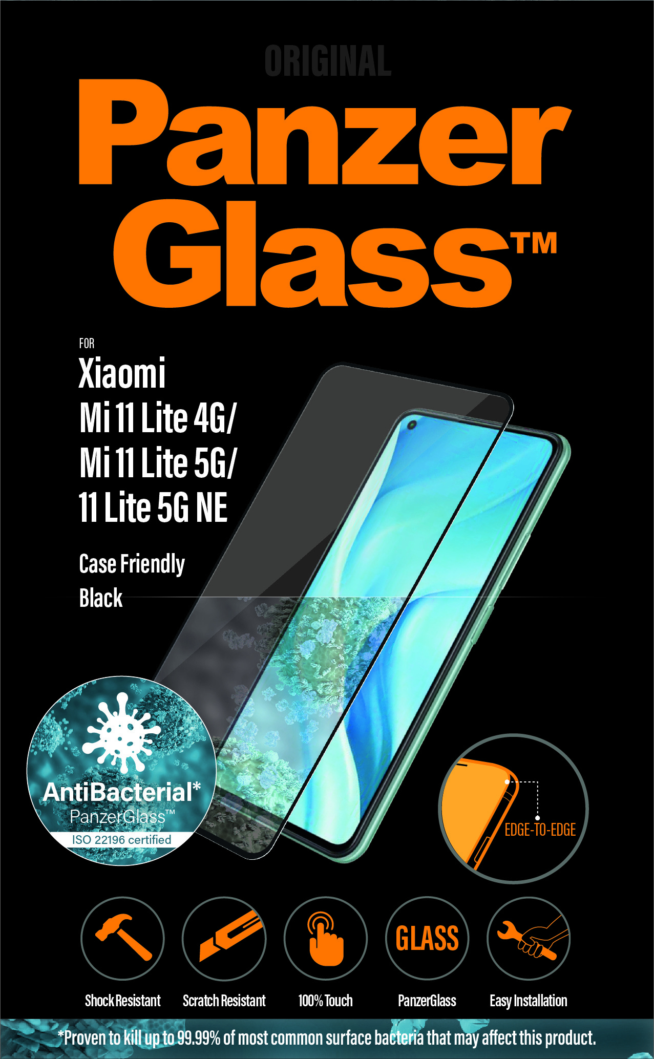 Proteggi schermo PanzerGlass per telefoni Xiaomi. Caratteristiche: antibatterico, resistente agli urti e ai graffi, facile installazione.