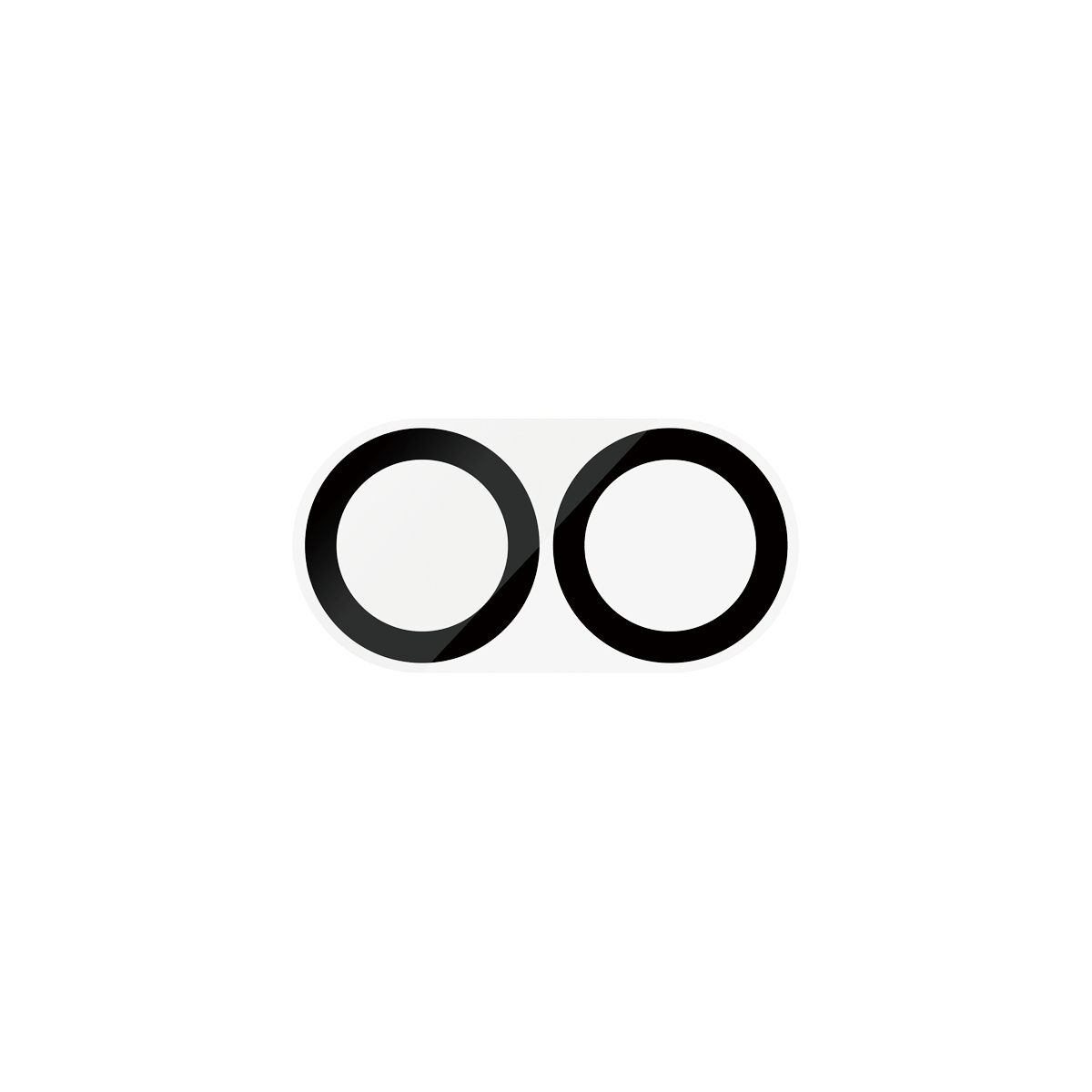 Deux cercles à contour noir sur fond blanc. Les cercles sont côte à côte et se chevauchent légèrement.