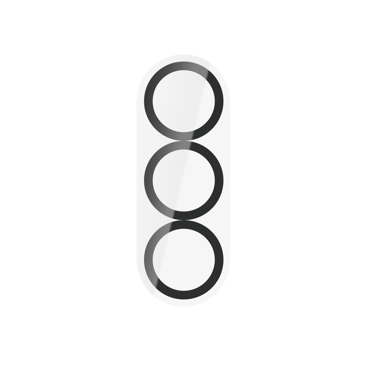 Un rectangle blanc avec trois cercles bordés de noir disposés verticalement. Le fond est blanc.