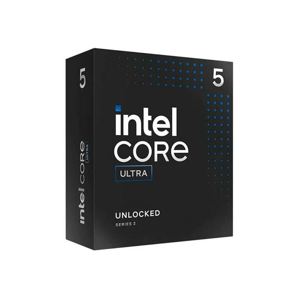 Ciemnoniebieskie pudełko z logo "intel CORE ULTRA". Jest też napisane "UNLOCKED SERIES 2".