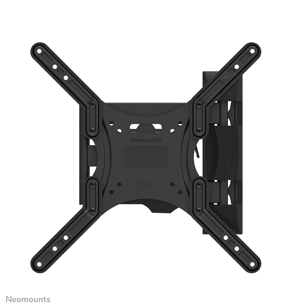 A black TV mount with four adjustable arms extending from a central frame. The word "UP" and the brand name "Neomounts" are visible.