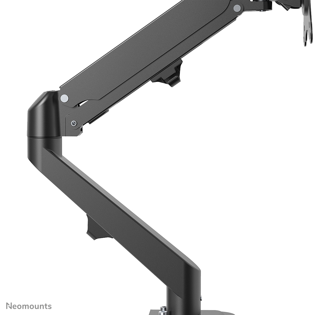 A dark gray monitor arm. It has multiple joints and is designed to hold a monitor. White background.