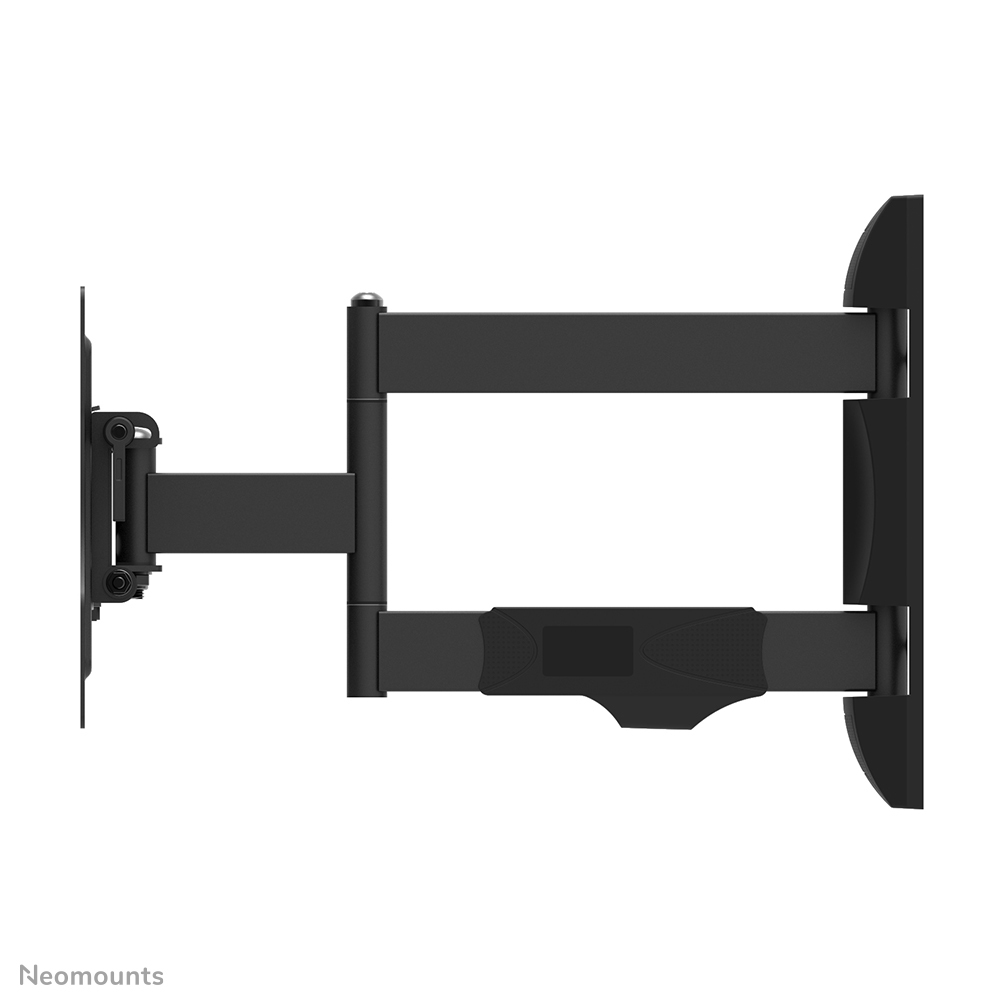 Eine schwarze, bewegliche TV-Halterung. Sie hat mehrere Gelenke und Arme, die für die Wandmontage und zum Halten eines Fernsehers konzipiert sind.