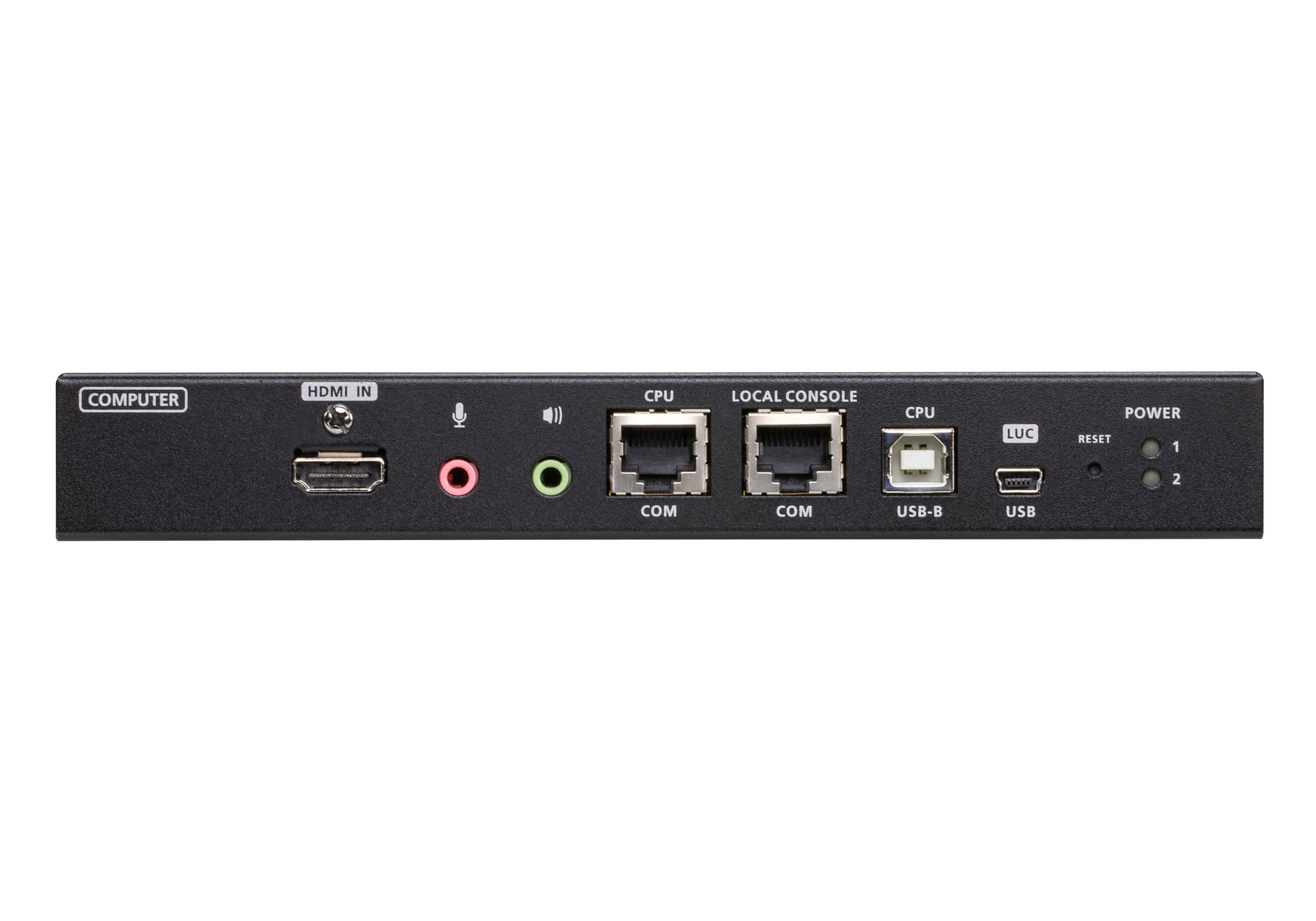 A black device with ports for HDMI, USB, and Ethernet. Labels include 'Computer', 'CPU', and 'Power'.