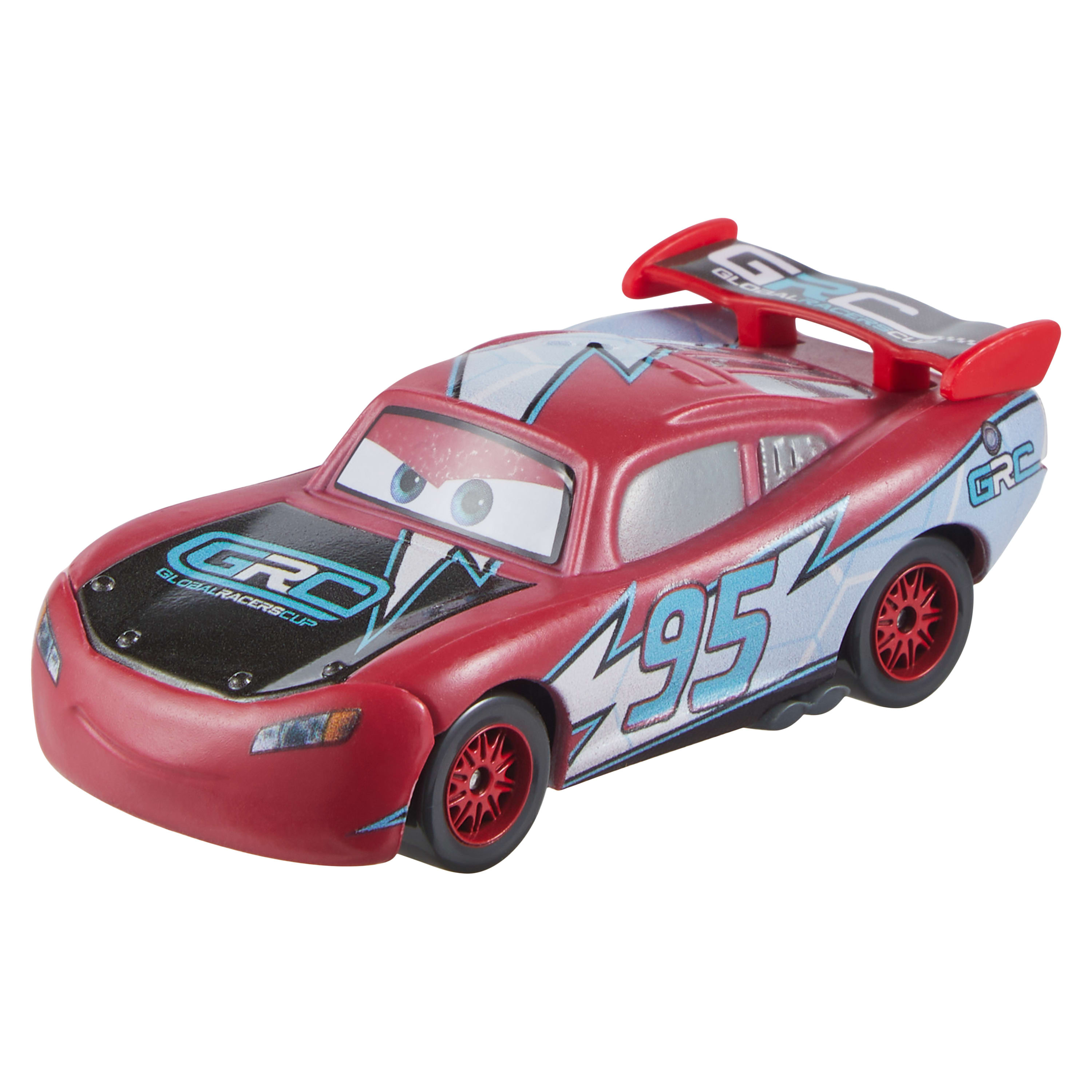 Czerwony samochodzik z numerem 95. Ma spojler i napis 'Global Race Cup'. Koła są czerwone.