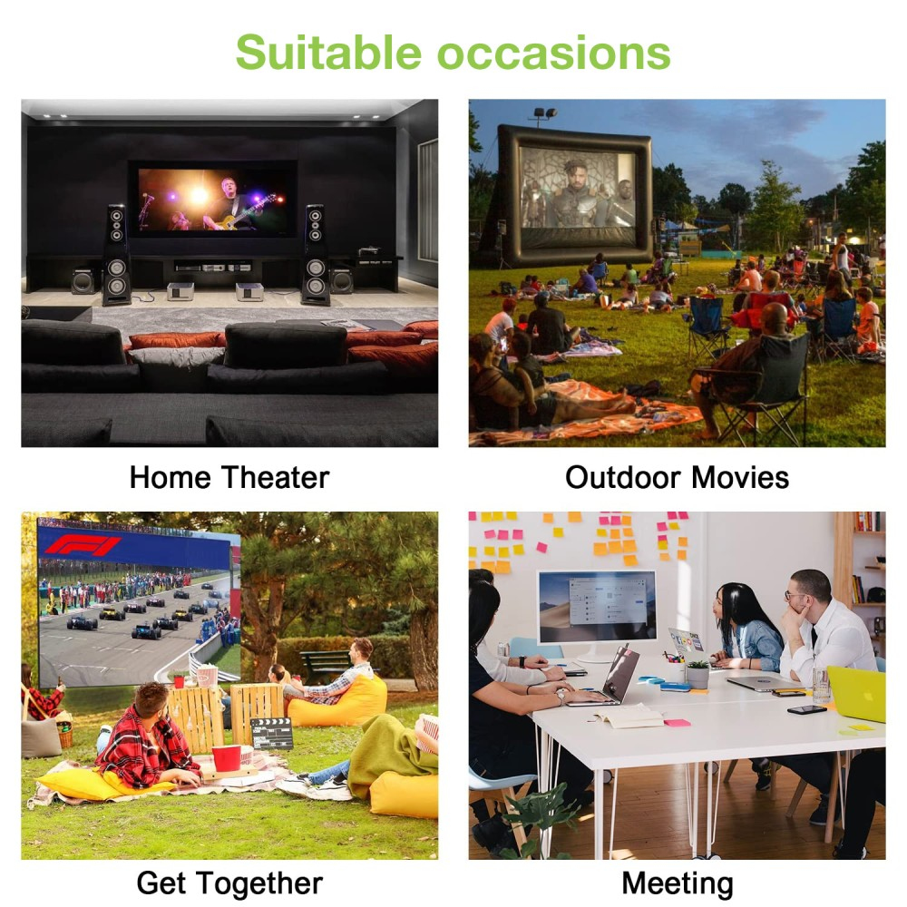 Cztery sceny: kino domowe, kino plenerowe, spotkanie z wyścigami na ekranie i spotkanie.