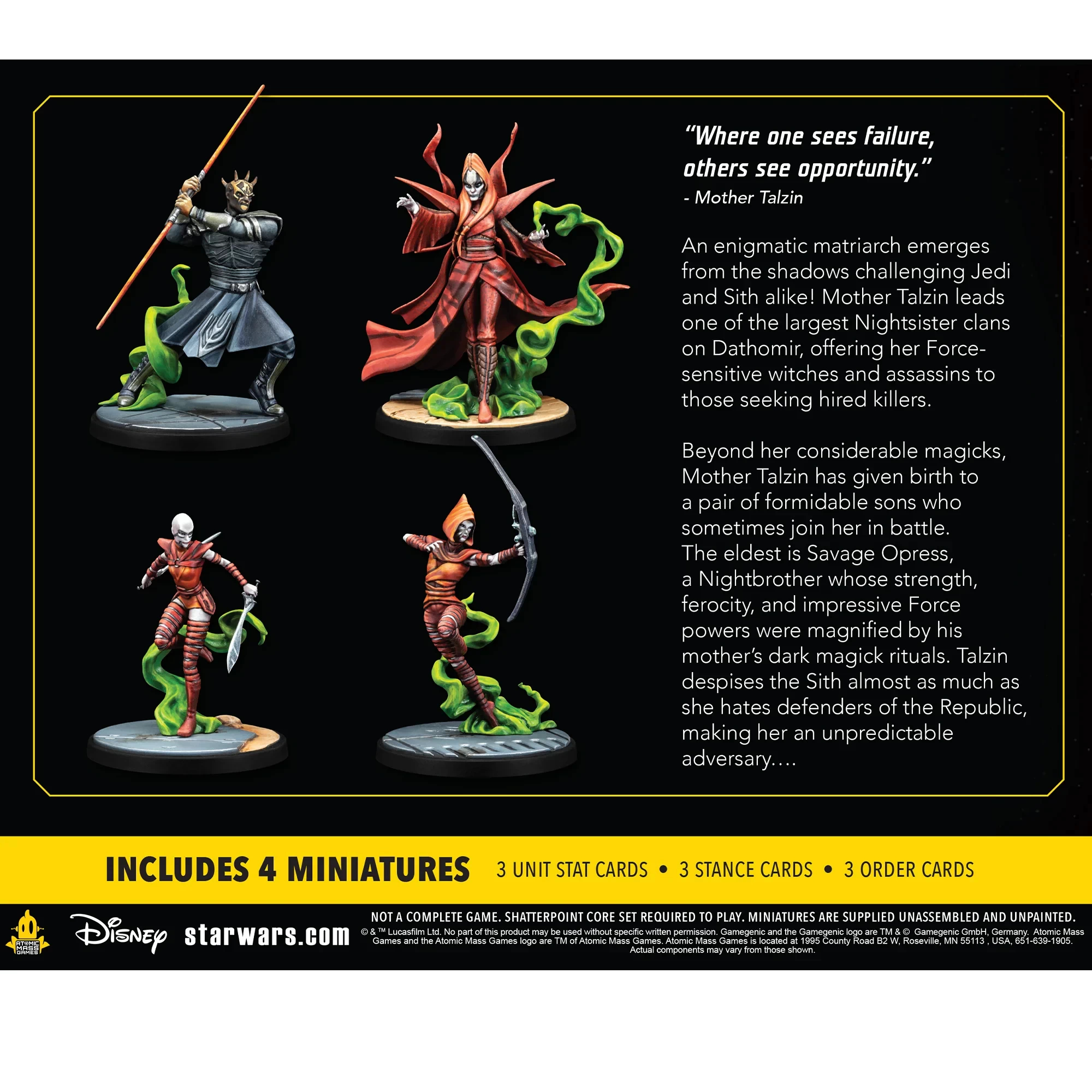 Das Bild zeigt Miniaturen aus Star Wars Shatterpoint. Vier Figuren werden mit ihren Waffen und Basen dargestellt. Text beschreibt das Spiel.