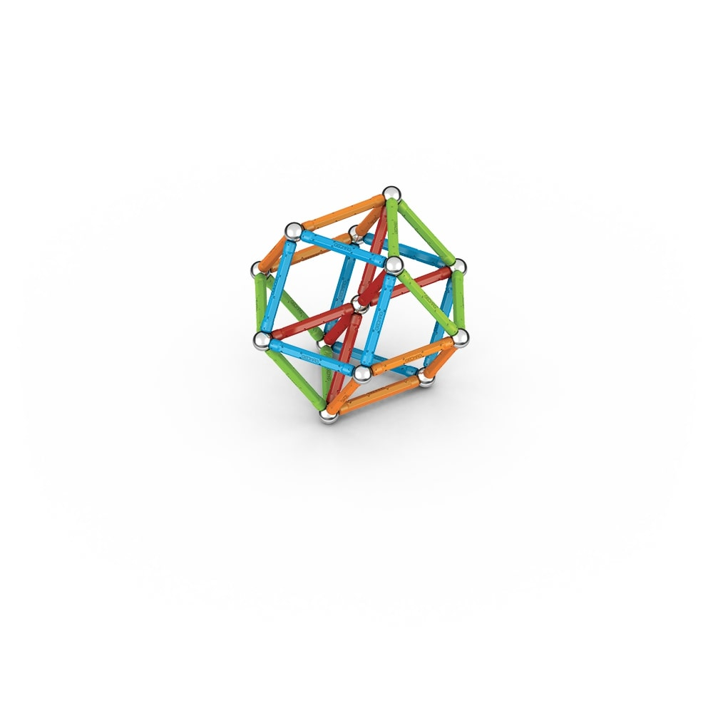 Una struttura geometrica colorata composta da aste e sfere. I colori includono verde, arancione, blu e rosso, disposti in una forma complessa.