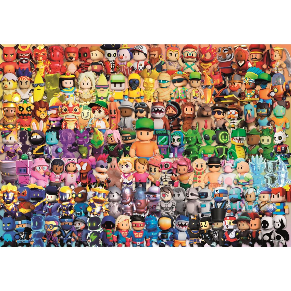 Una colorata serie di diversi personaggi dei cartoni animati riempie la cornice, ognuno con design e colori unici.