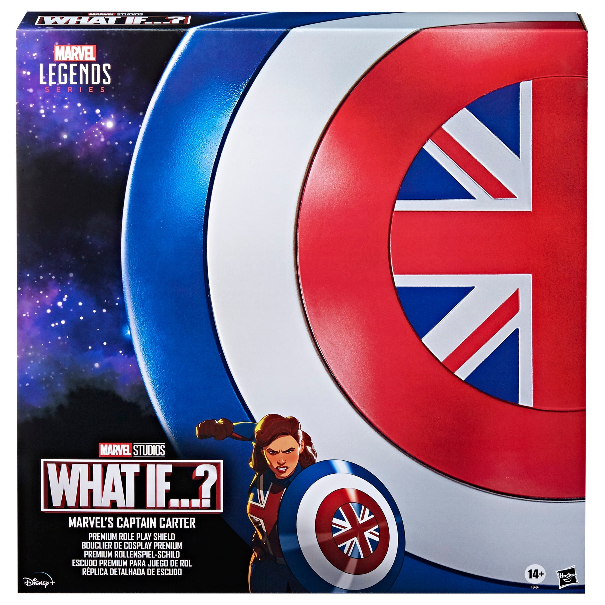 El arte de la caja muestra el escudo de la Capitana Carter. El escudo tiene el diseño de la Union Jack. Una mujer con escudo está en la caja.