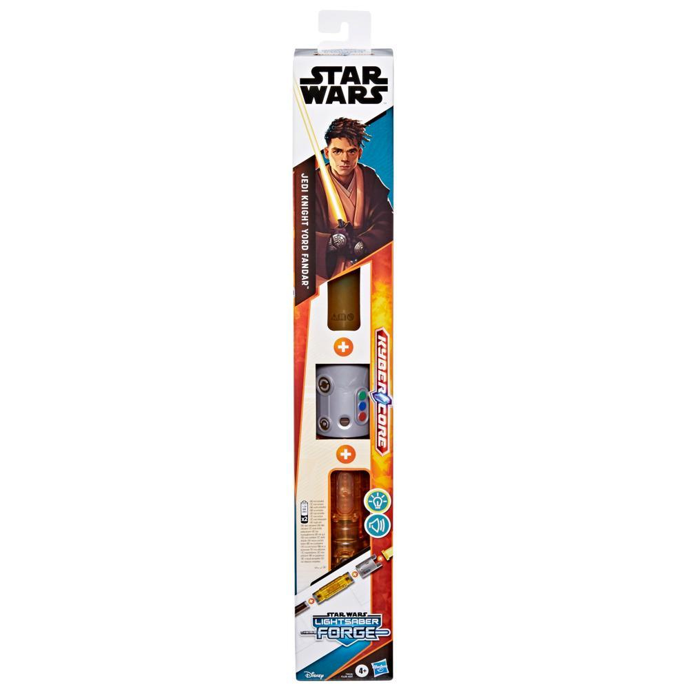 Confezione del sabre laser di Star Wars. Presenta Jedi Knight Yord Fandar. Include Kyber Core e Lightsaber Forge.