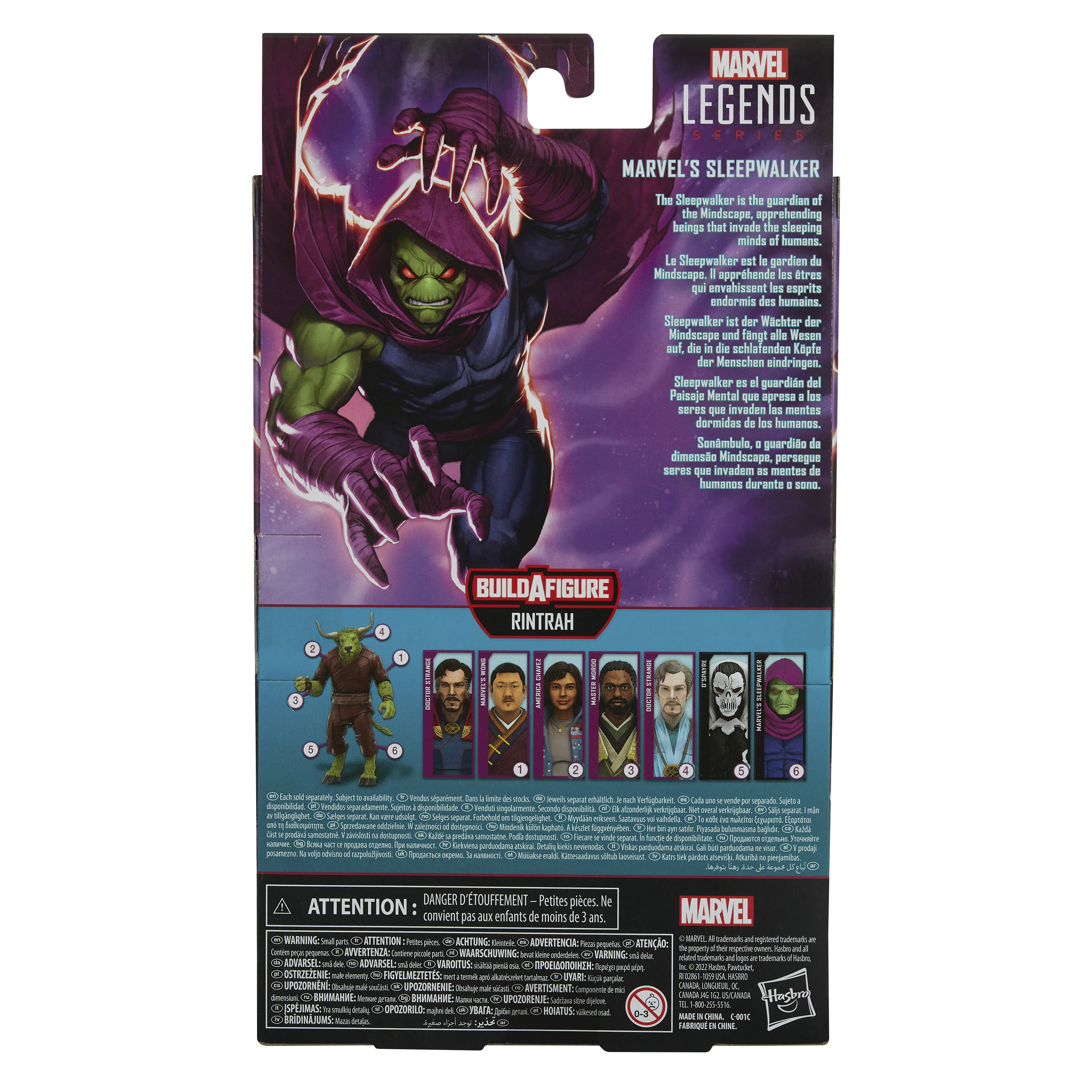 Scatola della figura Marvel Legends Sleepwalker. Presenta Sleepwalker, testo e altre figure Marvel.