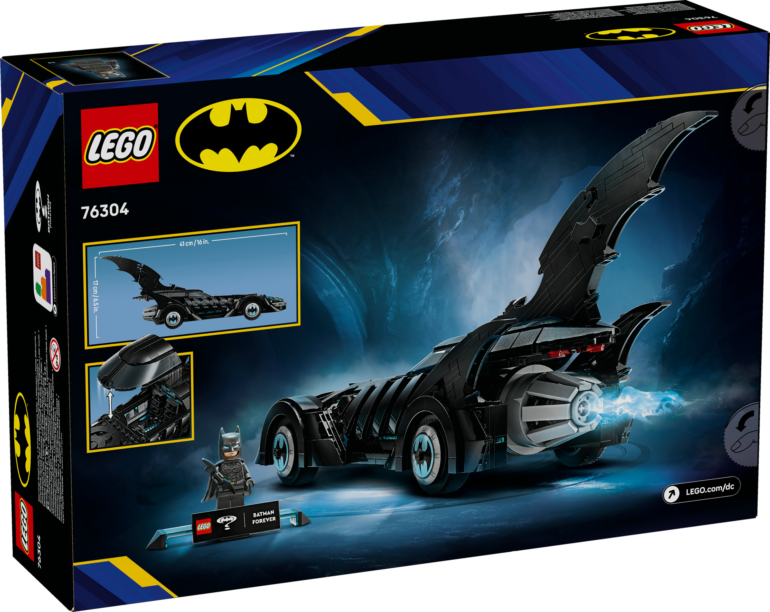 Pudełko zestawu LEGO Batman. Zawiera Batmobil, figurkę Batmana i logo LEGO.