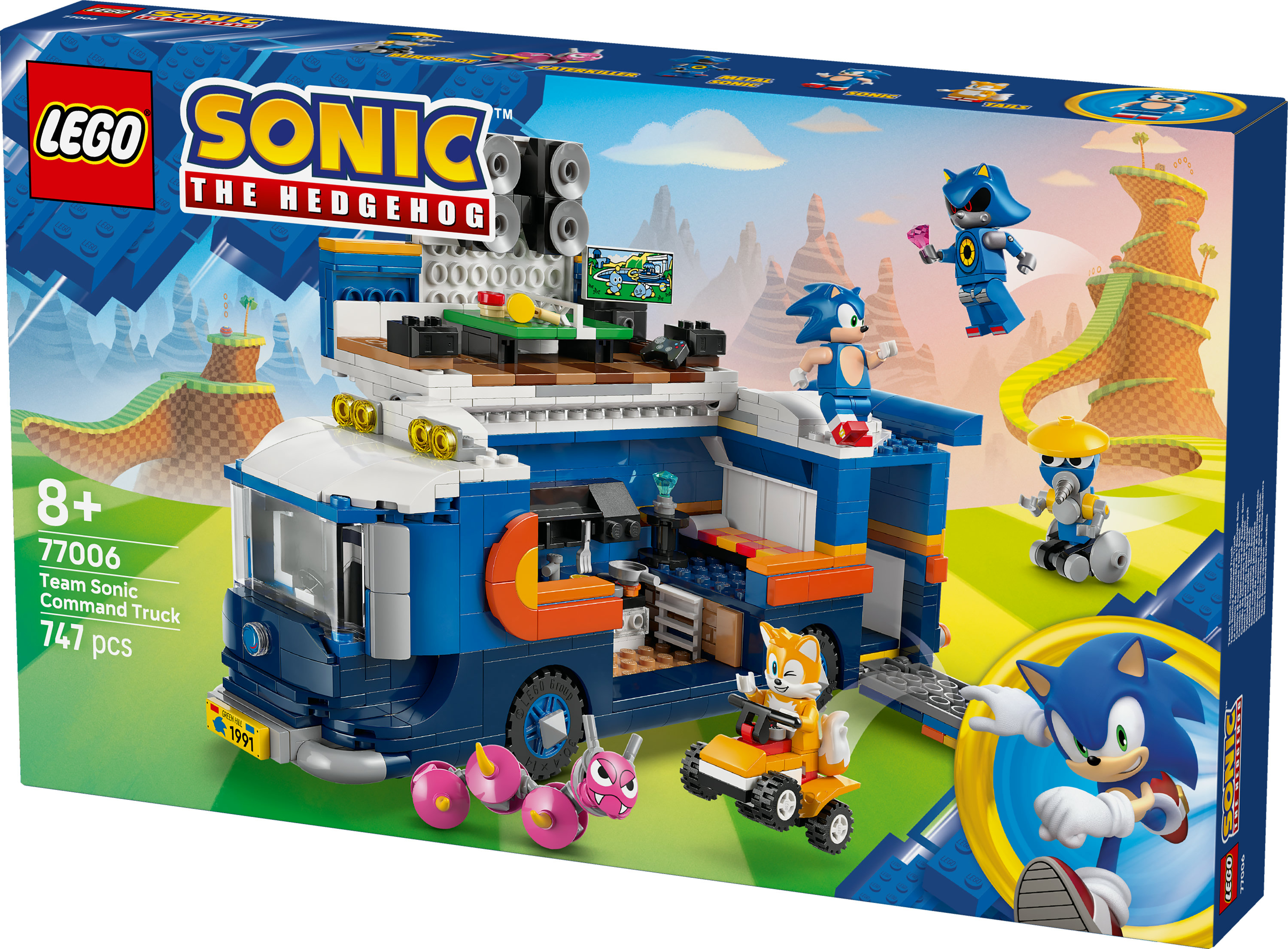 Scatola del set Lego Sonic the Hedgehog. Mostra il camion comando e vari personaggi di Sonic.