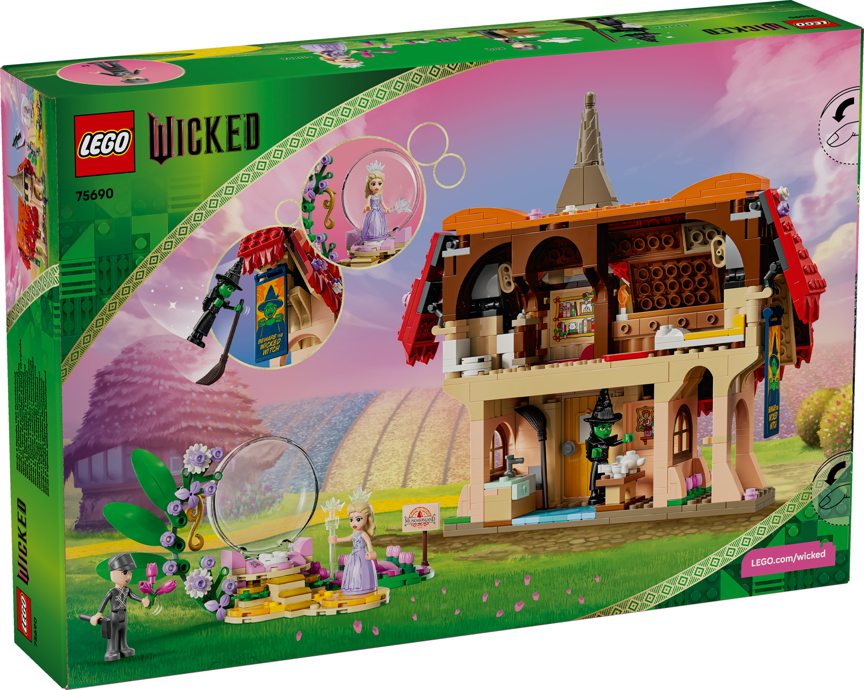LEGO Wicked-Box-Set. Enthält ein Haus mit Hexe, Figuren und Details aus dem Zauberer von Oz.