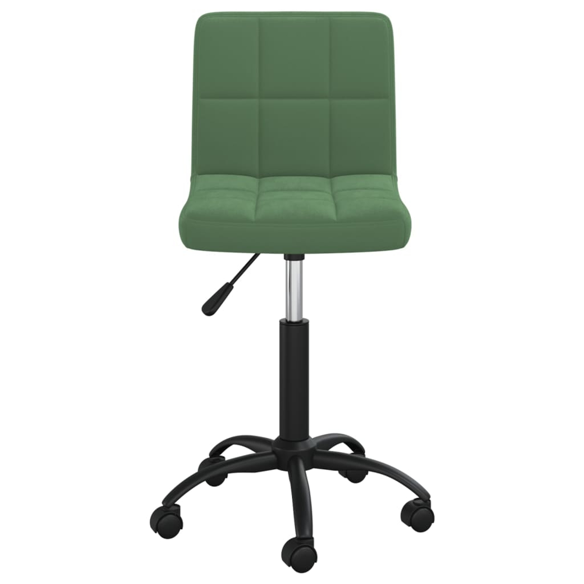 Grüner Bürostuhl mit schwarzem Gestell und Rollen. Sitz und Rücken sind gepolstert. Der Hintergrund ist weiß.