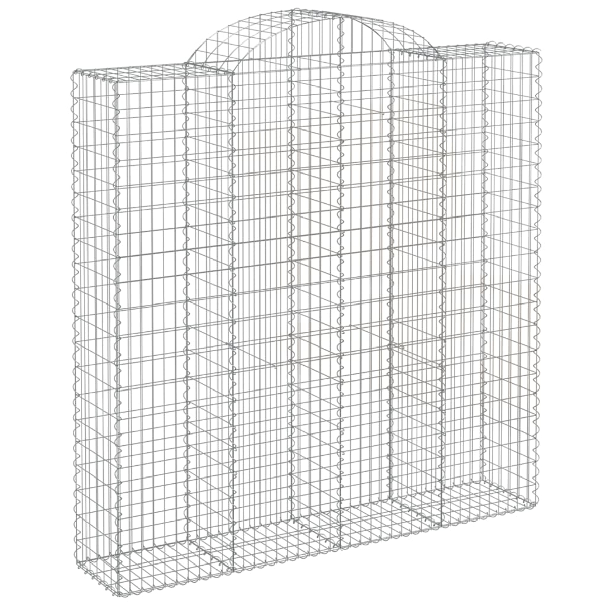 Eine rechteckige Drahtgitterstruktur mit gewölbtem Oberteil. Das Gitter besteht aus dünnen, grauen Metalldrähten, die ein käfigartiges Design bilden.