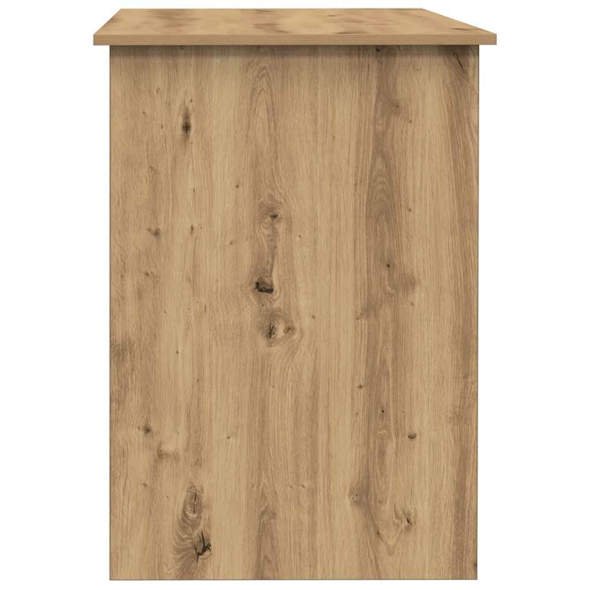 Ein Holzschrank mit sichtbarer Holzmaserung und Knoten. Die Oberseite ist heller. Der Schrank ist rechteckig.