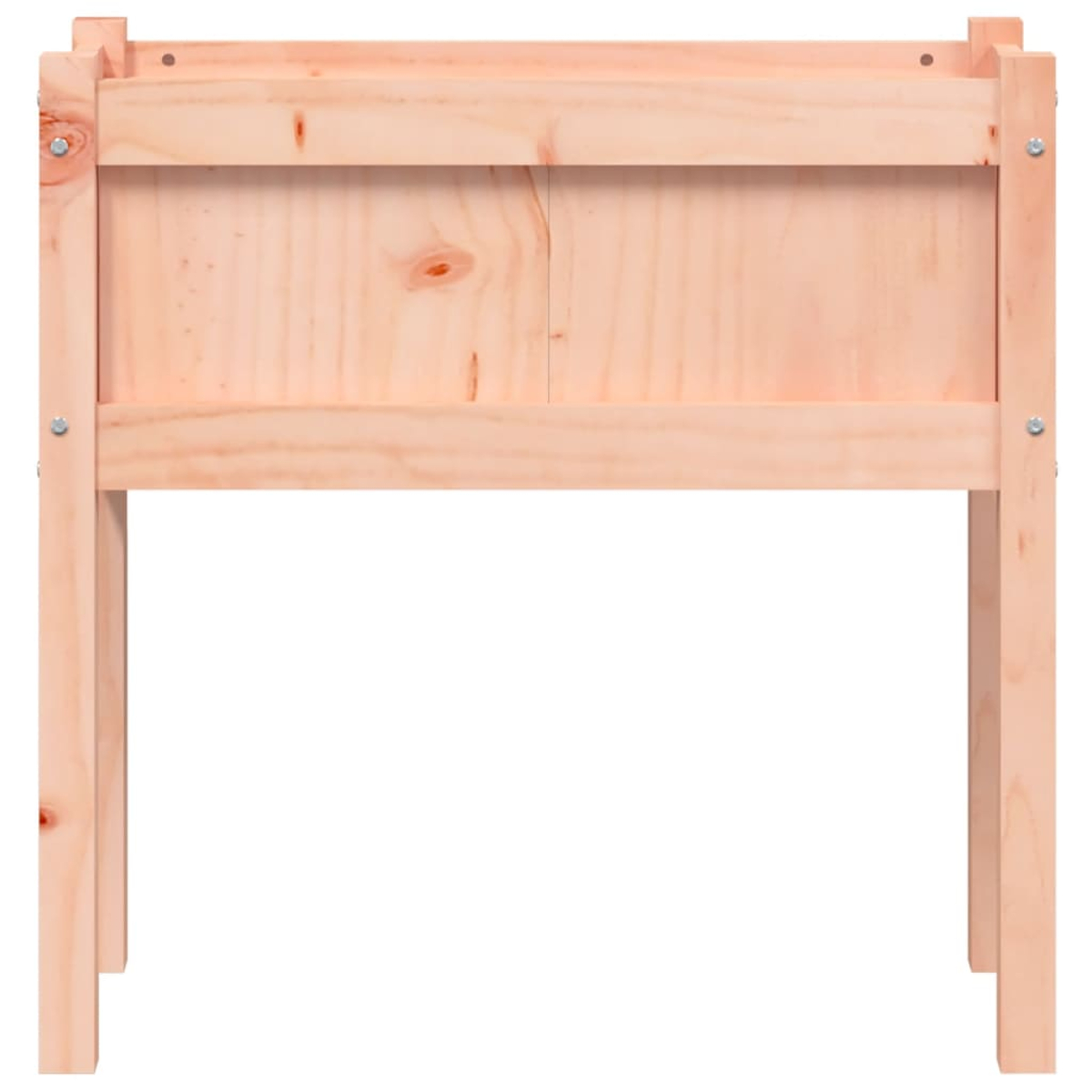 Ein heller Pflanzständer aus Holz. Er hat vier Beine, eine rechteckige Kiste und ist aus hellfarbigem Holz mit sichtbarer Holzmaserung gefertigt.