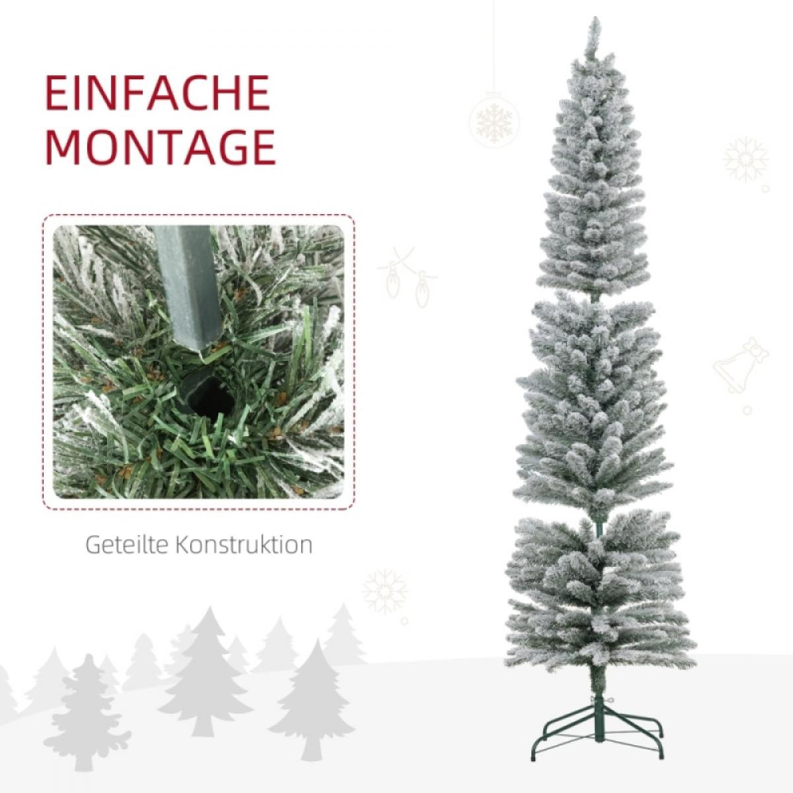 Gezeigter künstlicher Weihnachtsbaum. Er hat einen Metallsockel und ist in Abschnitte unterteilt.
