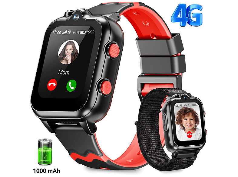 RALIO D35 Kinder Smartwatch ABS Silikon, 200 mm, Schwarz