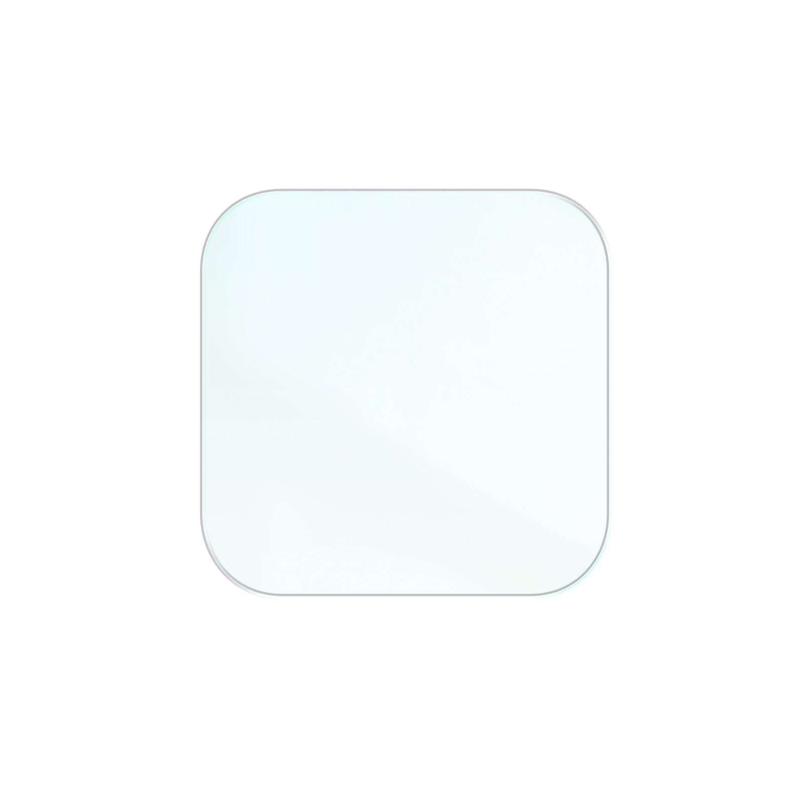 Un carré aux coins arrondis, bleu clair, sur fond blanc. Le bord est gris clair.