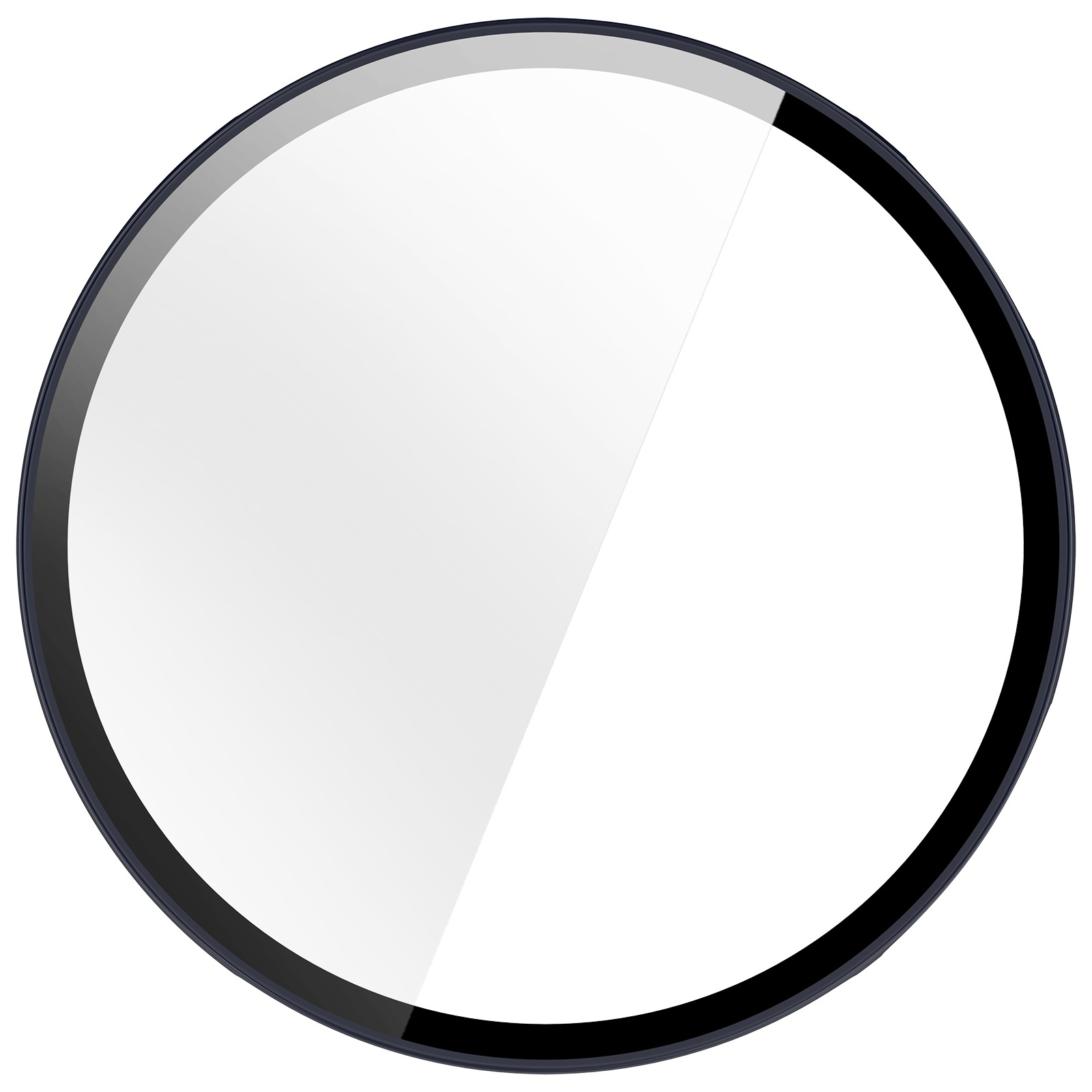 Un cerchio bianco è all'interno di un anello nero. L'anello ha una sottile banda grigia. Lo sfondo è bianco.