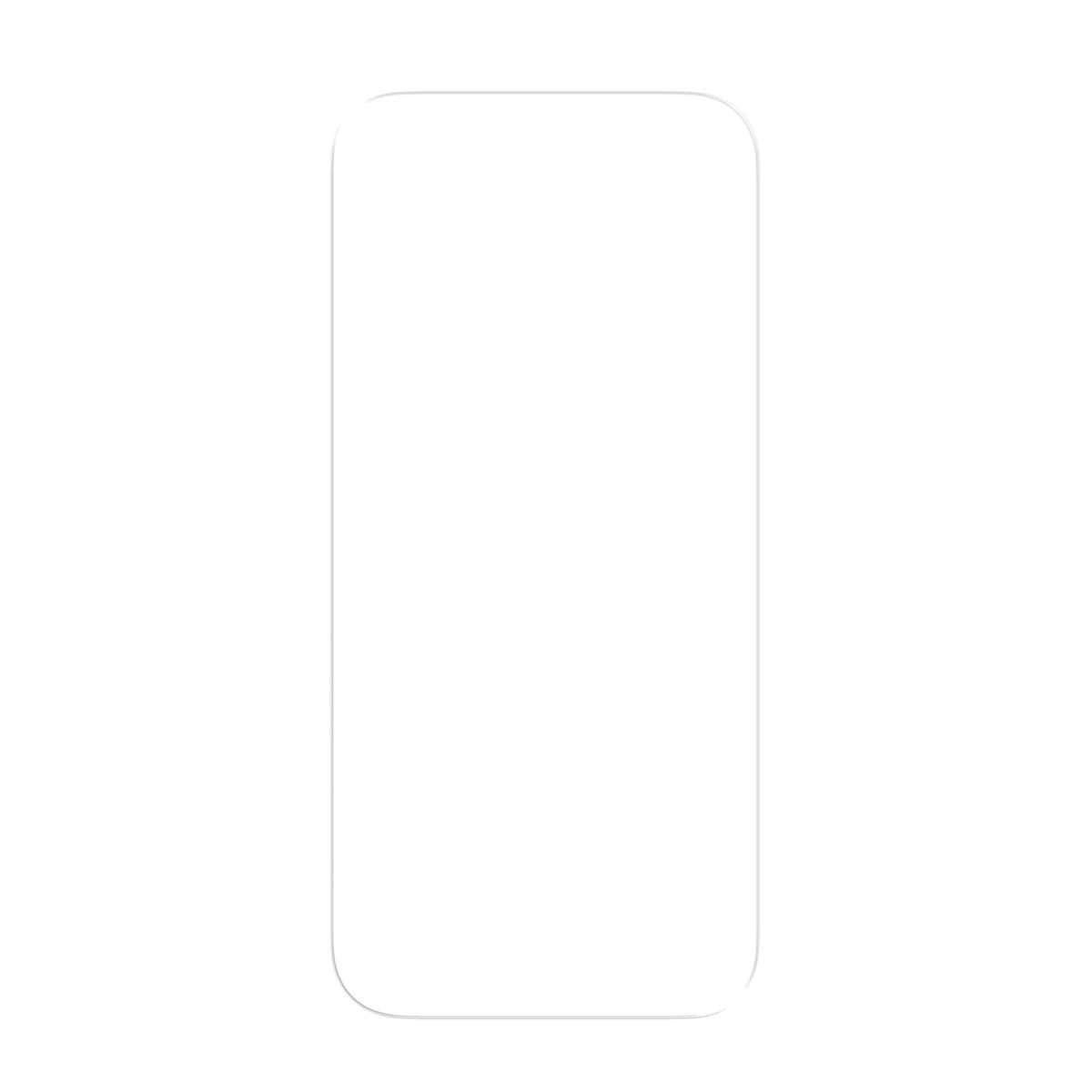 Un rettangolo bianco con angoli arrotondati è centrato su uno sfondo bianco. Un sottile contorno grigio chiaro definisce il rettangolo.