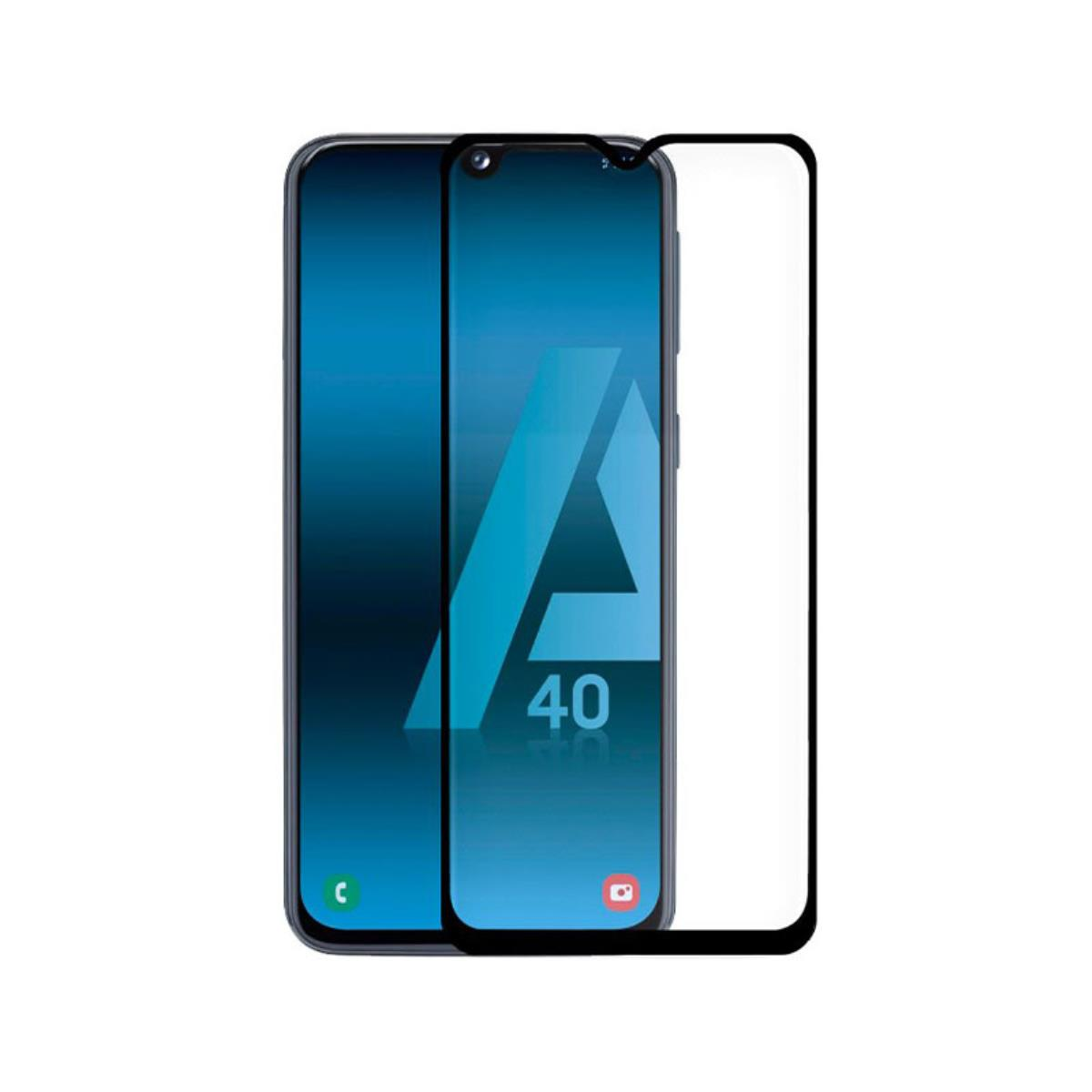 Uno smartphone con protezione schermo. Lo schermo mostra una sfumatura blu con una grande 'A' bianca e il numero '40'.