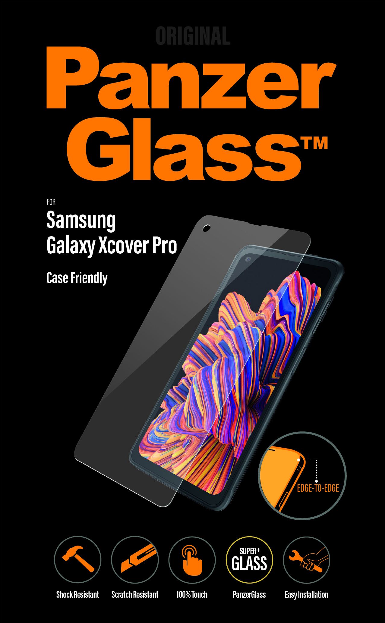 Proteggi schermo PanzerGlass per Samsung Galaxy Xcover Pro. Resistente agli urti e ai graffi, facile installazione.