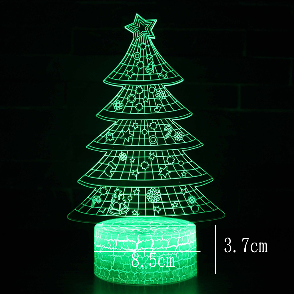 Ein grünes Weihnachtsbaumlicht mit Stern oben. Die Basis hat einen Rissglaseffekt und zeigt die Größe in cm.