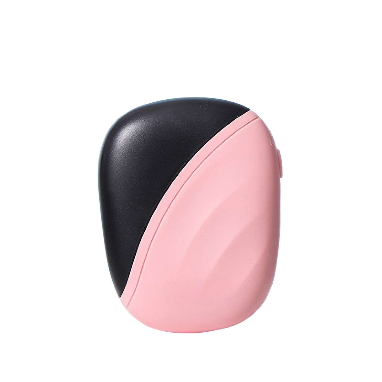Ein tragbares Gerät. Es ist rosa und schwarz. Das Gerät ist oval mit einer diagonalen Farbtrennung.