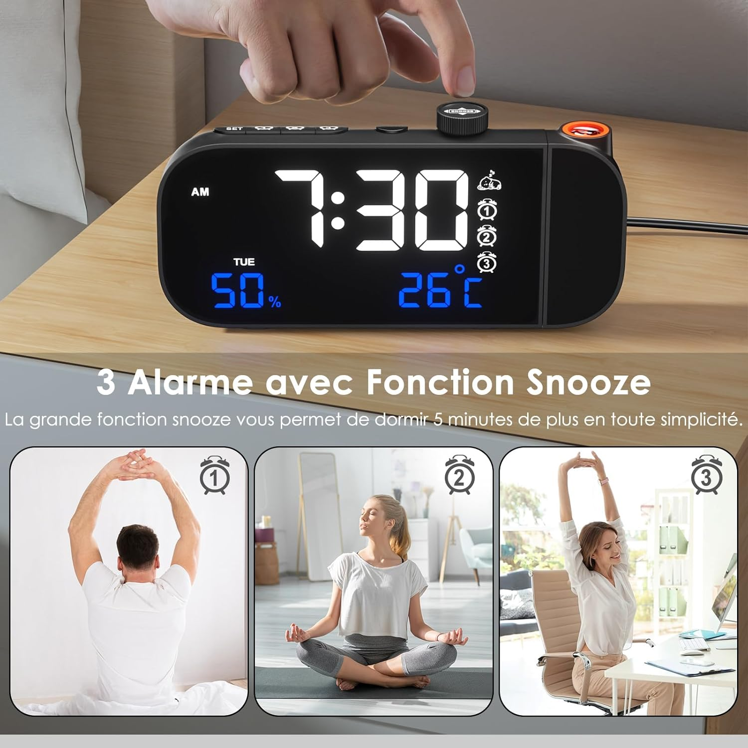 Orologio digitale Ulisem con telecomando, LED, luminosità regolabile