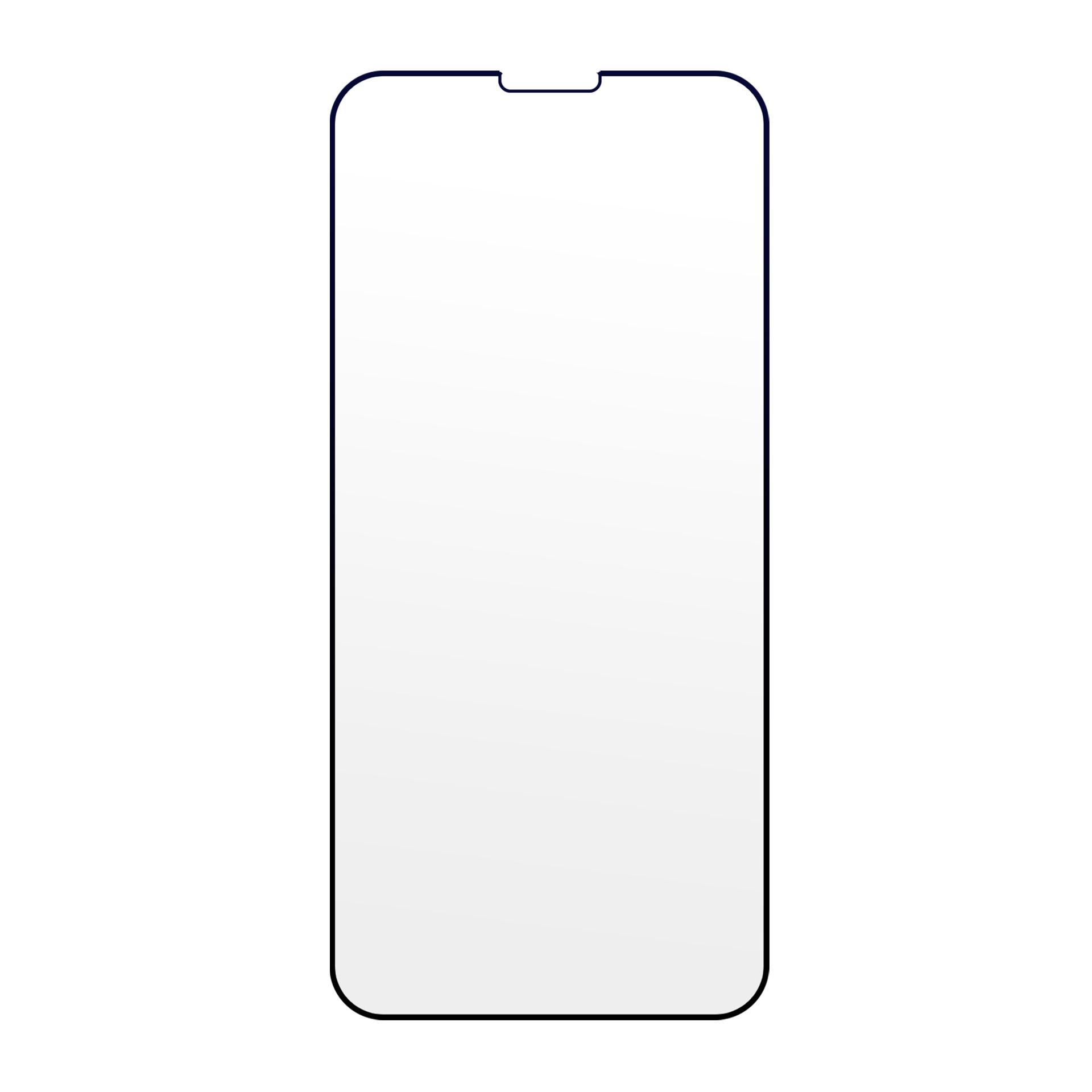 Biały ekran smartfona z czarną ramką. Ma wcięcie na górze.