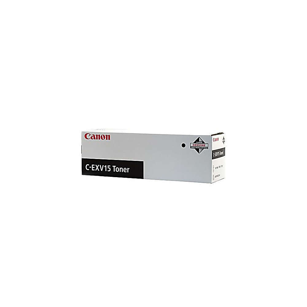 Una scatola di cartucce toner Canon C-EXV15. La scatola è bianca con testo nero. Il logo Canon è visibile. È presente anche un logo originale.