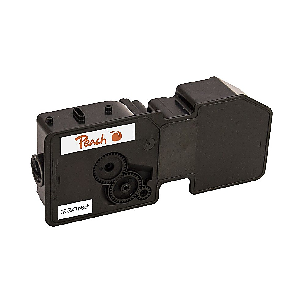 Czarny wkład z tonerem do drukarki. Posiada markę "Peach". Numer modelu to TK 5240 black.