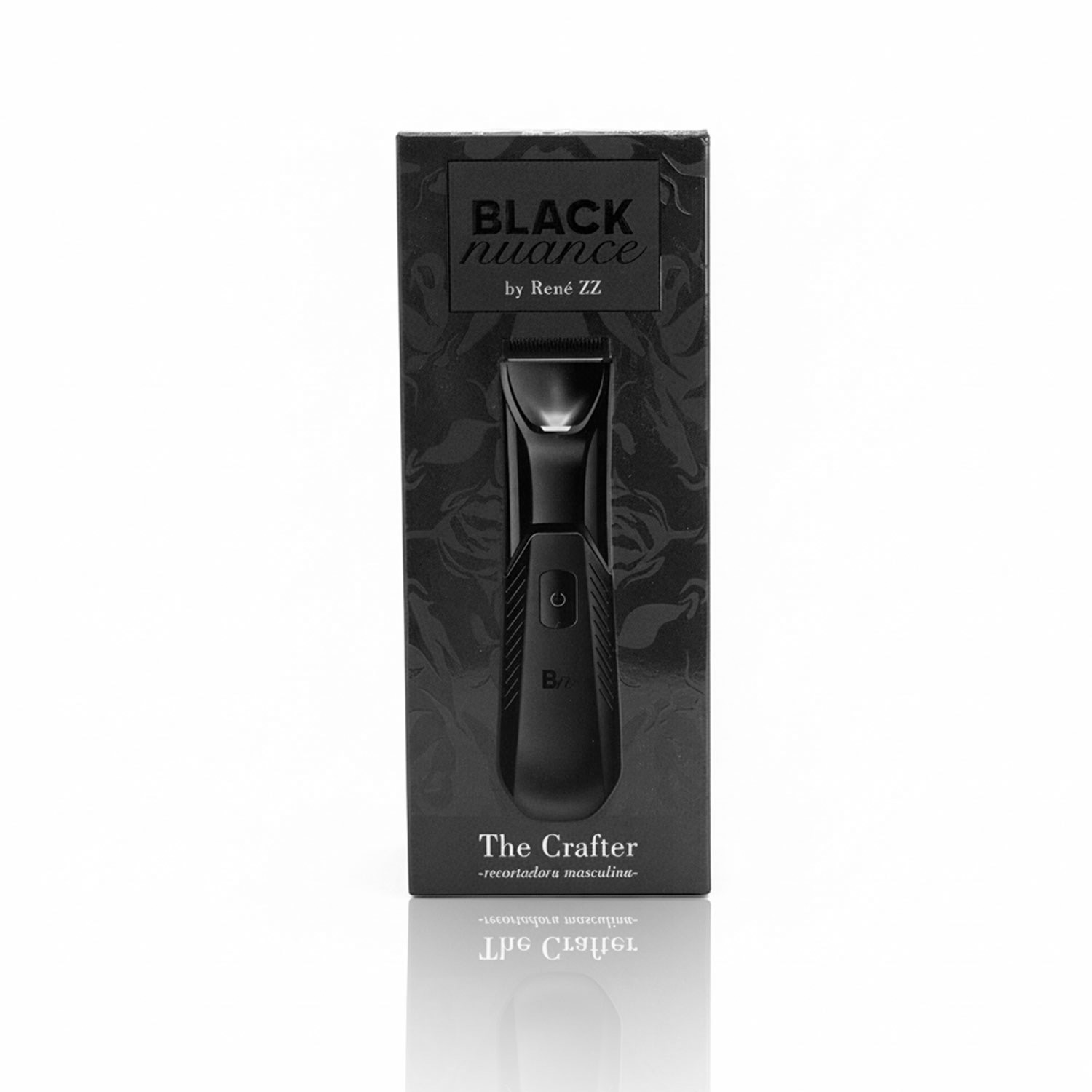 Trimmer nero in una scatola. La confezione riporta 'Black nuance by René ZZ' e 'The Crafter' con un riflesso.