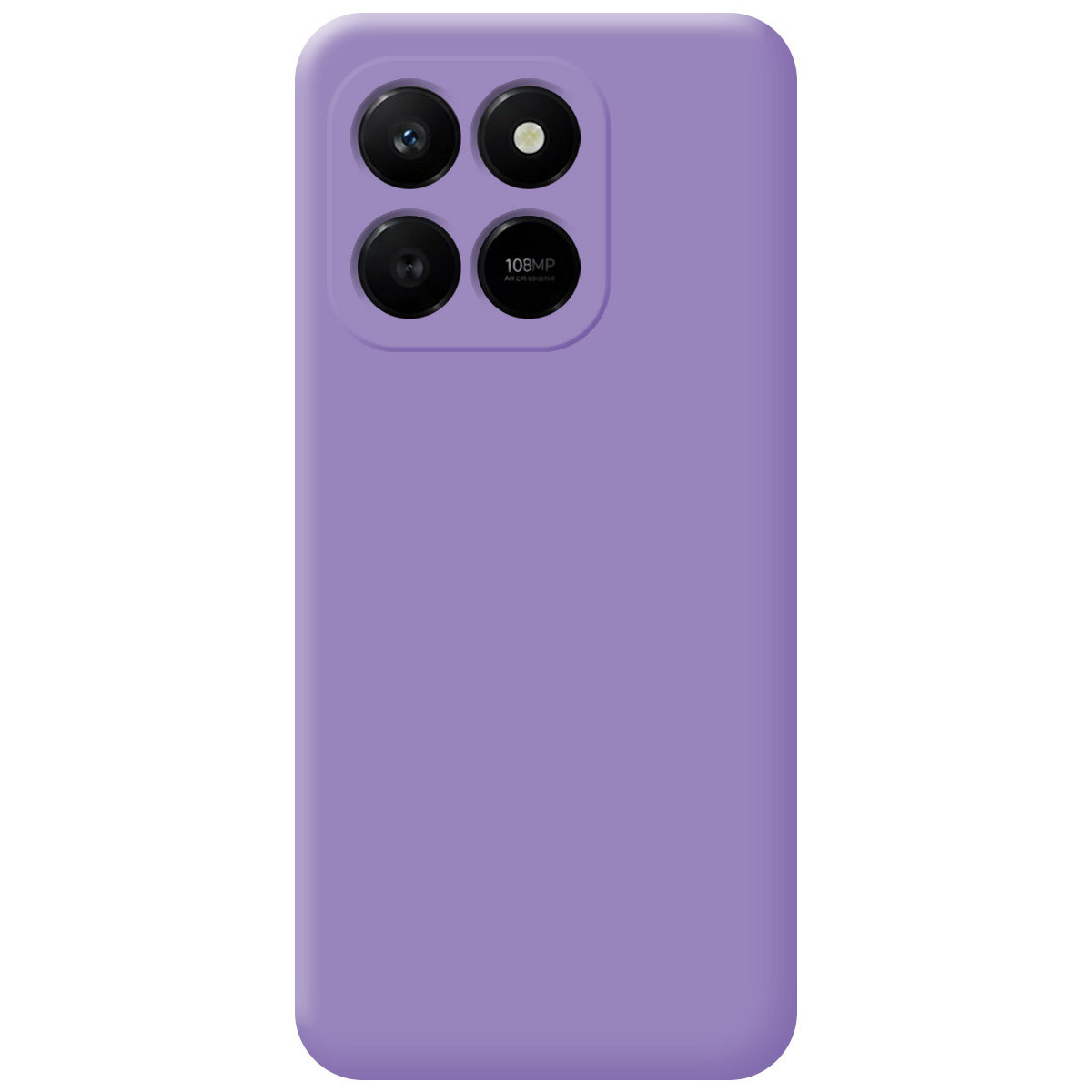 Una funda de teléfono morada con cuatro lentes de cámara y una etiqueta de cámara de 108MP.