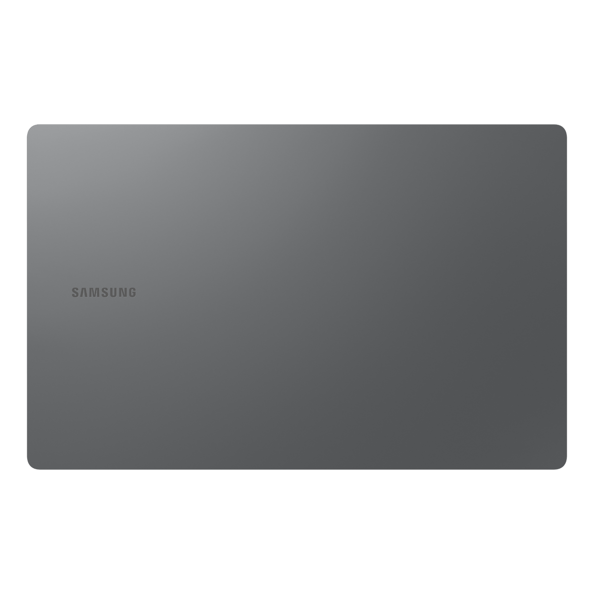 Widok z tyłu szarego tabletu Samsung na czarnym tle. Widoczne logo Samsung.