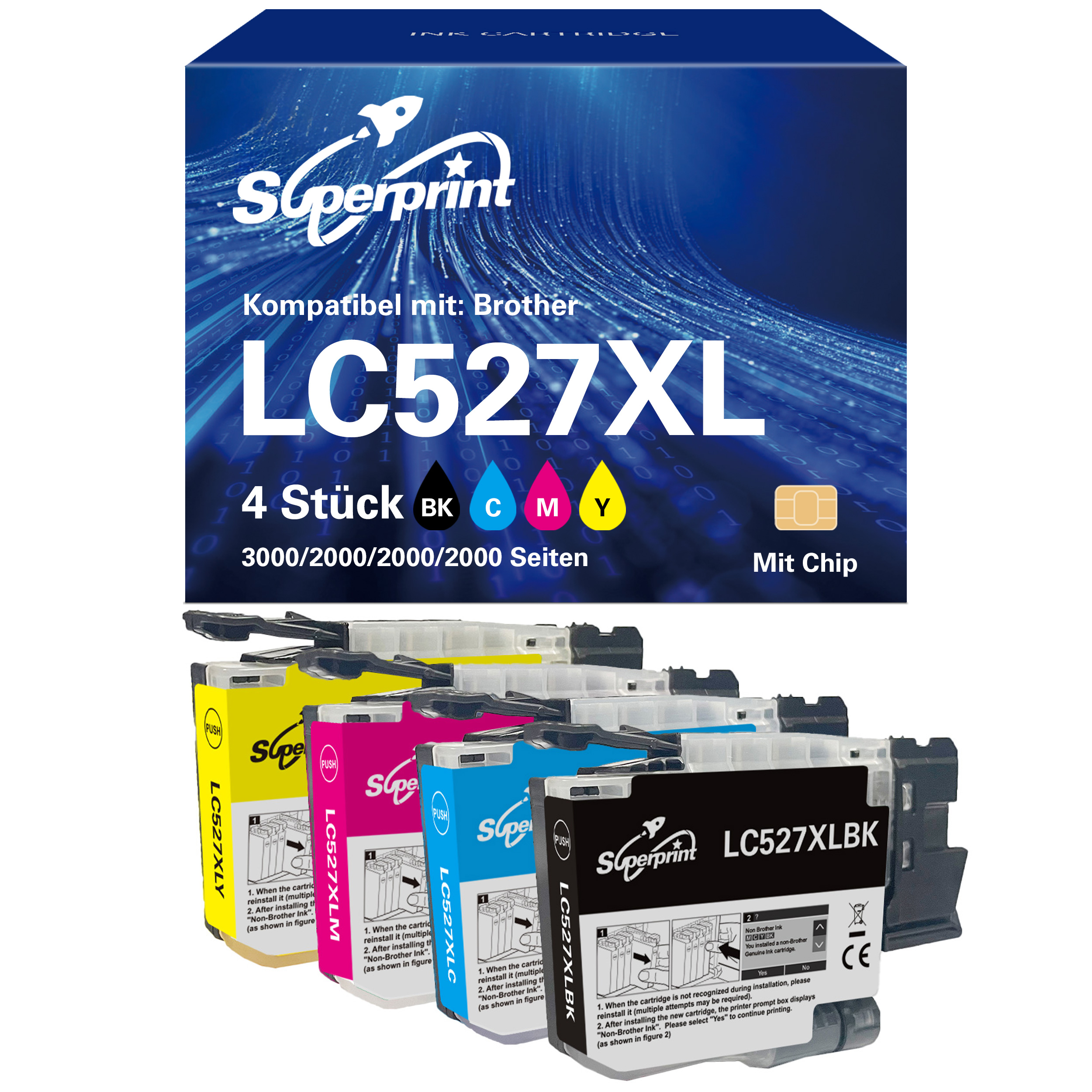Lot Cartouches Brother LC-3239XL Noir, Cyan, Magenta, Jaune - Originales Neuves