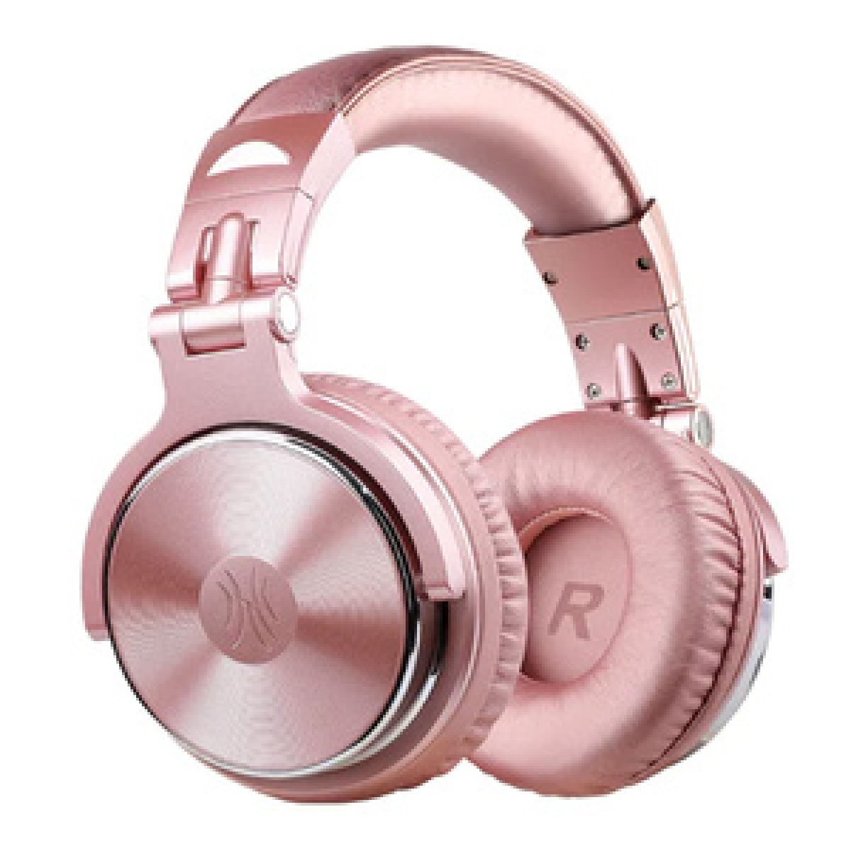 Cuffie color oro rosa. I padiglioni e l'archetto sono imbottiti. Sul padiglione c'è una 'R'.