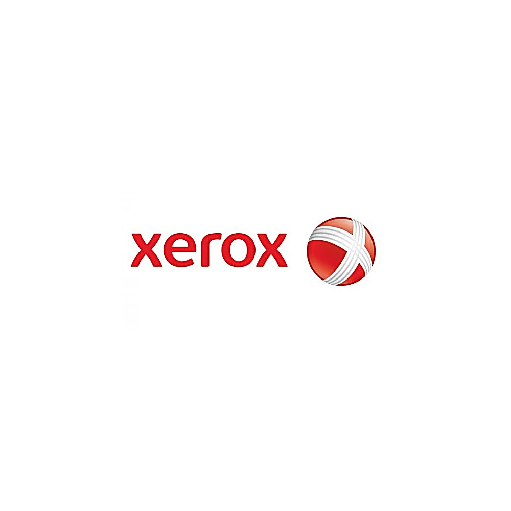 Il logo Xerox su sfondo bianco. Include testo rosso e una sfera rossa e bianca.