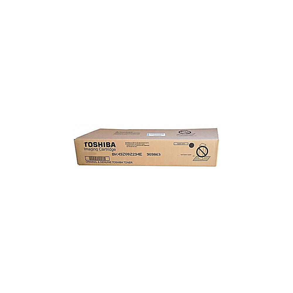 Una scatola di cartucce di imaging Toshiba. È color cartone, con testo e loghi neri. È su sfondo bianco.