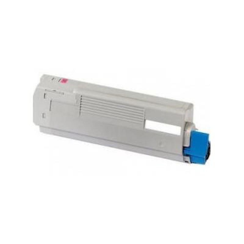 Una cartuccia toner grigia con un componente blu all'estremità. La cartuccia è rettangolare e presenta una fessura.
